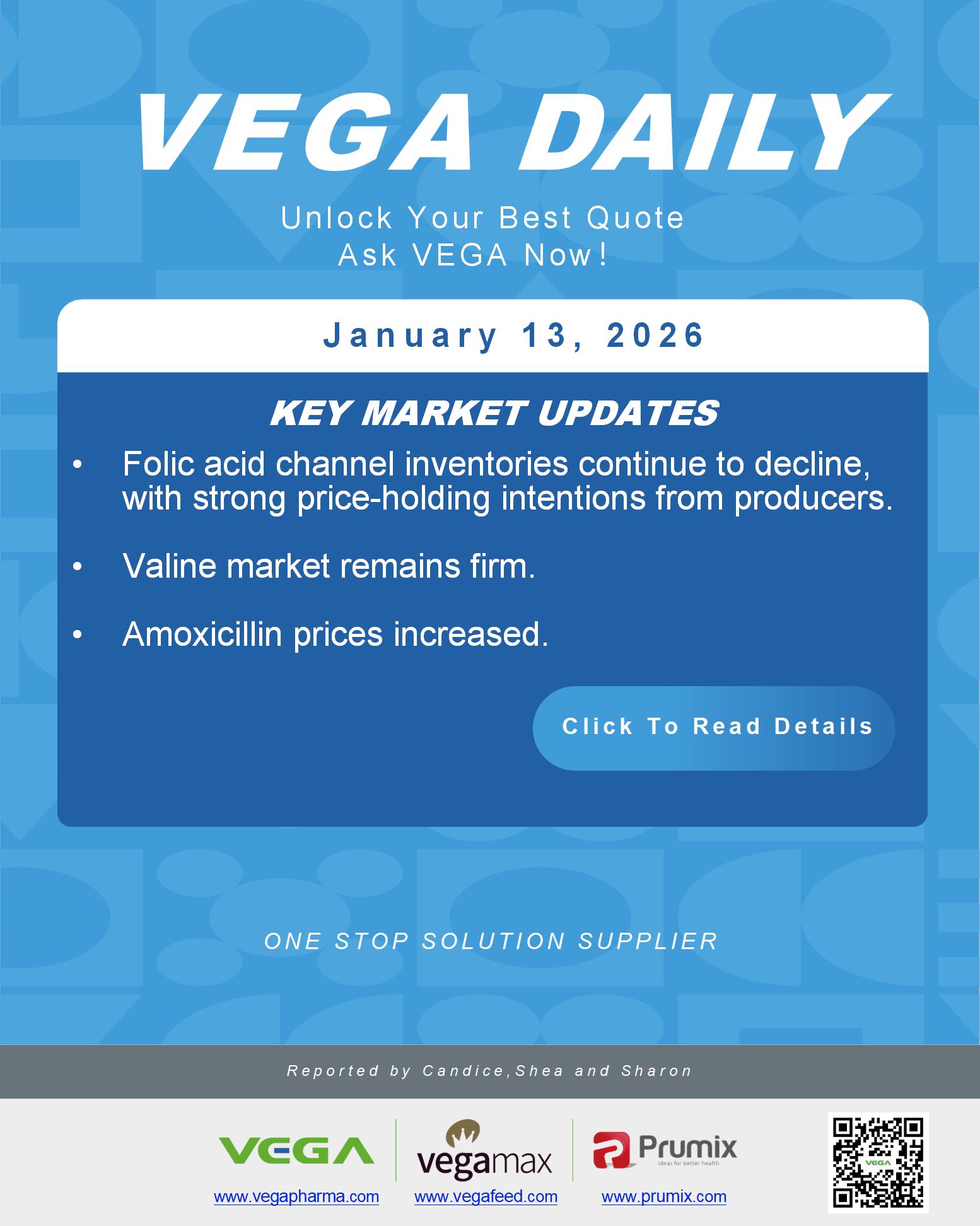 VEGA Daily Dated on January 13th 2026 Vitamin Amino Acid APl Food Additives.jpg